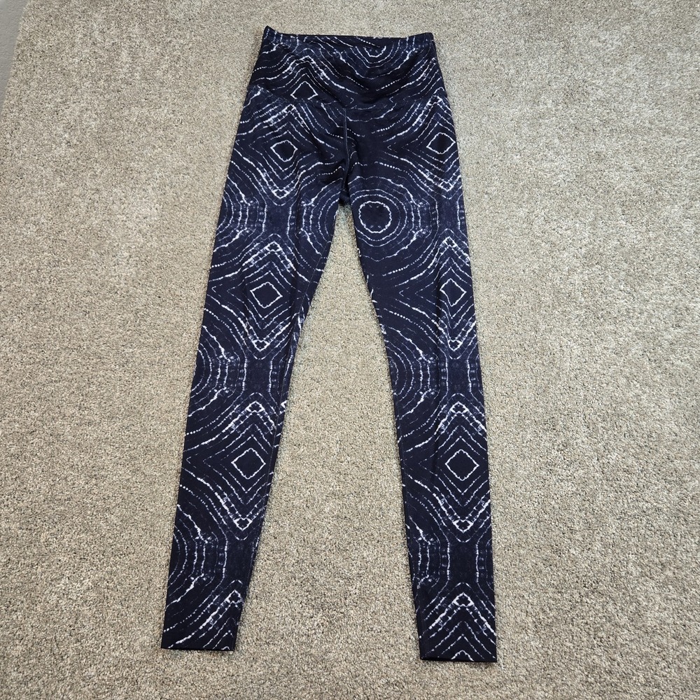 Beyond Yoga‎ Women's Lux High Waisted Athletic Leggings Large Ripple Effect Blue